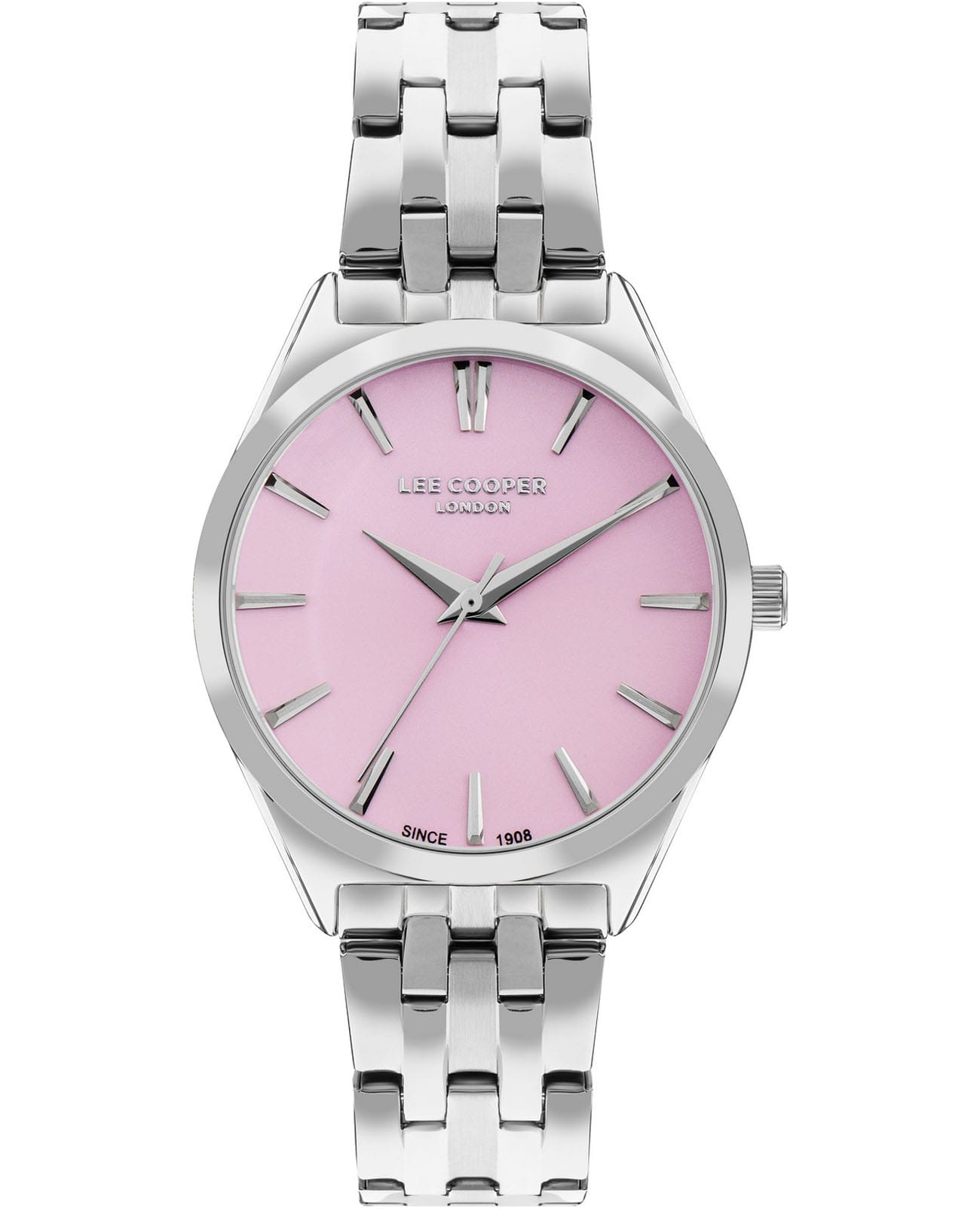 Lee Cooper Lee Cooper LC07833.380  LC07833.380 кварцевые женские часы розовый циферблат, браслет нержавеющая сталь — вид спереди