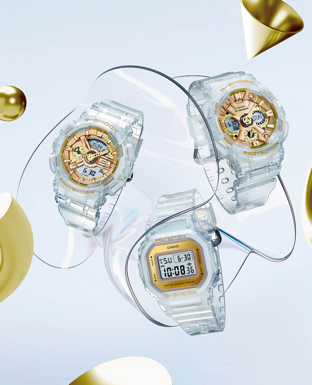 Casio Casio G-Shock GMA-S110SG-7AER электронные женские часы часы крупный план золотой циферблата