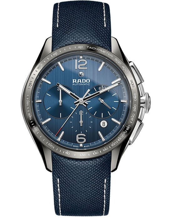 Rado Rado Hyperchrome Automatic Chronograph R32120205 Automatic R32120205 механические мужские часы синий циферблат, браслет тканевый — вид спереди