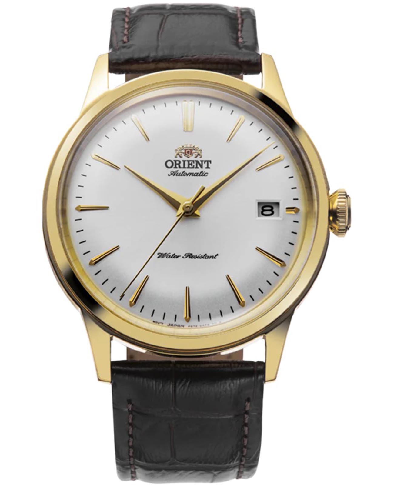 Orient Orient Classic Automatic RA-AC0M01S (RN-AC0M01S)  RA-AC0M01S механические мужские часы белый циферблат, браслет кожаный — вид спереди