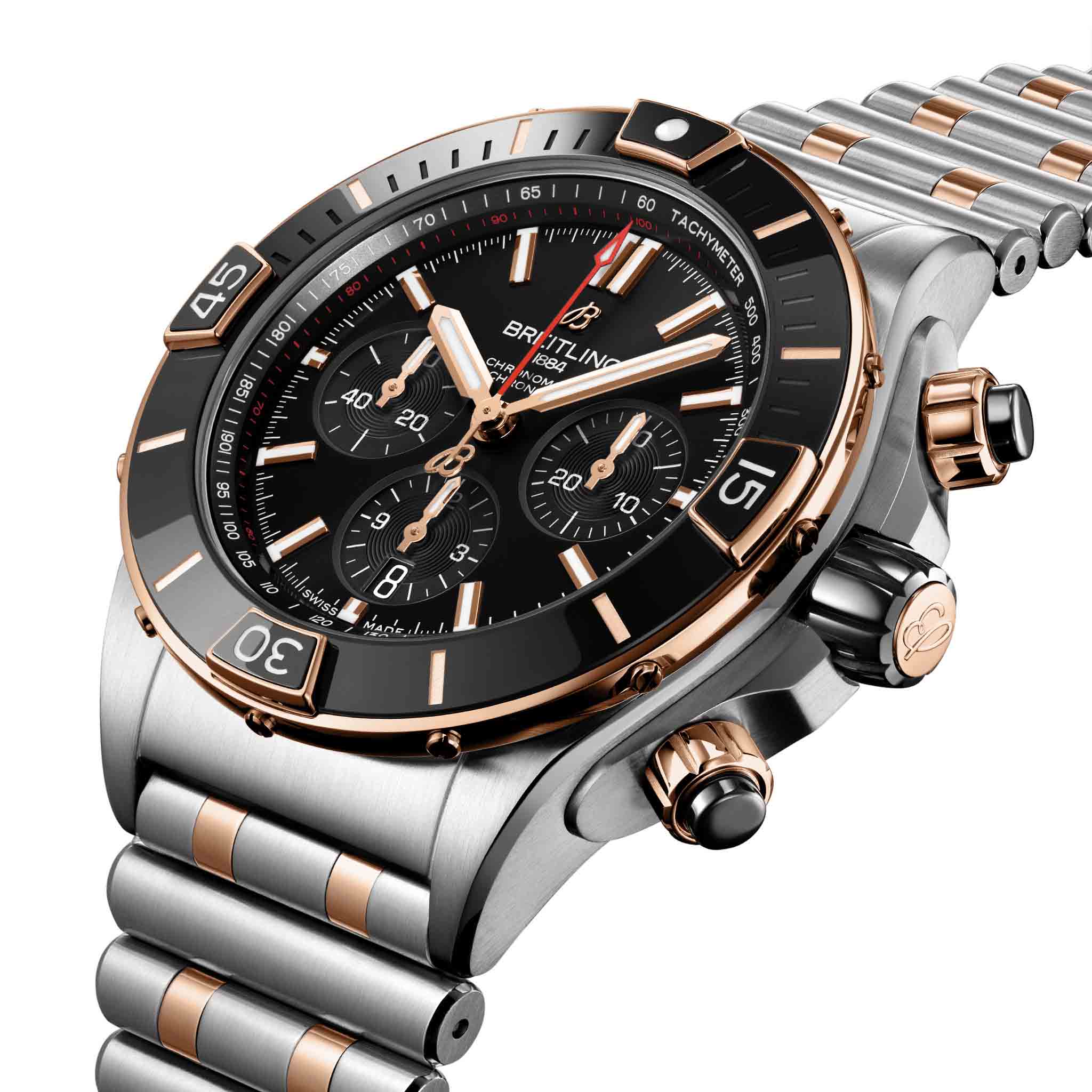 Breitling Breitling Super Chronomat B01 44 UB0136251B1U1 мужские часы черный циферблат на запястье