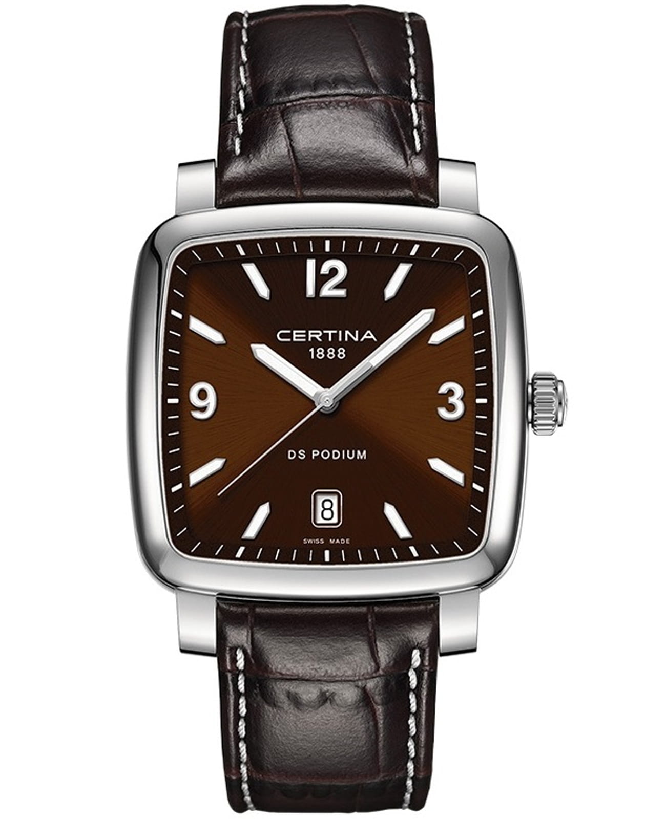 Certina Certina DS Podium C025.510.16.297.00  C0255101629700 кварцевые мужские часы коричневый циферблат, браслет кожаный — вид спереди