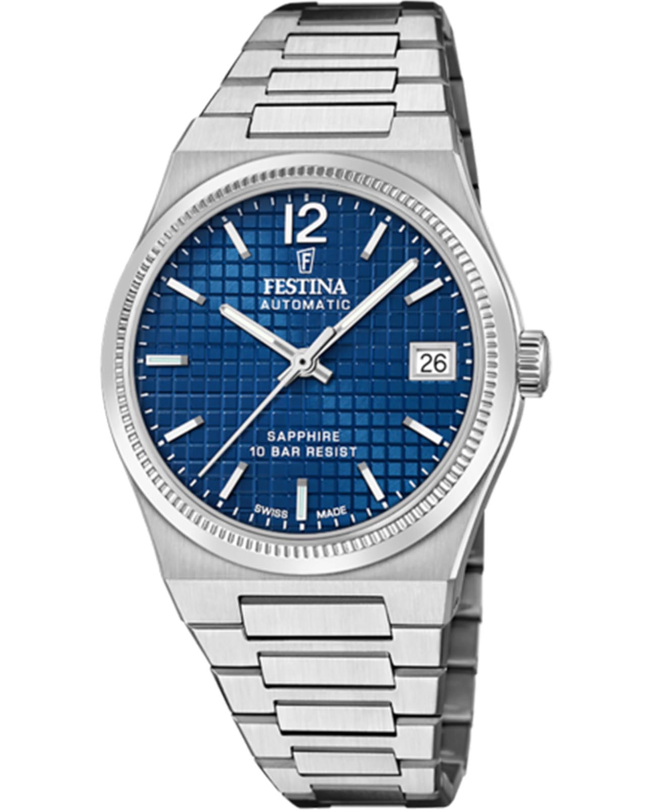 Festina Festina Classics F20029/4  F20029/4 кварцевые женские часы синий циферблат, браслет нержавеющая сталь — вид спереди