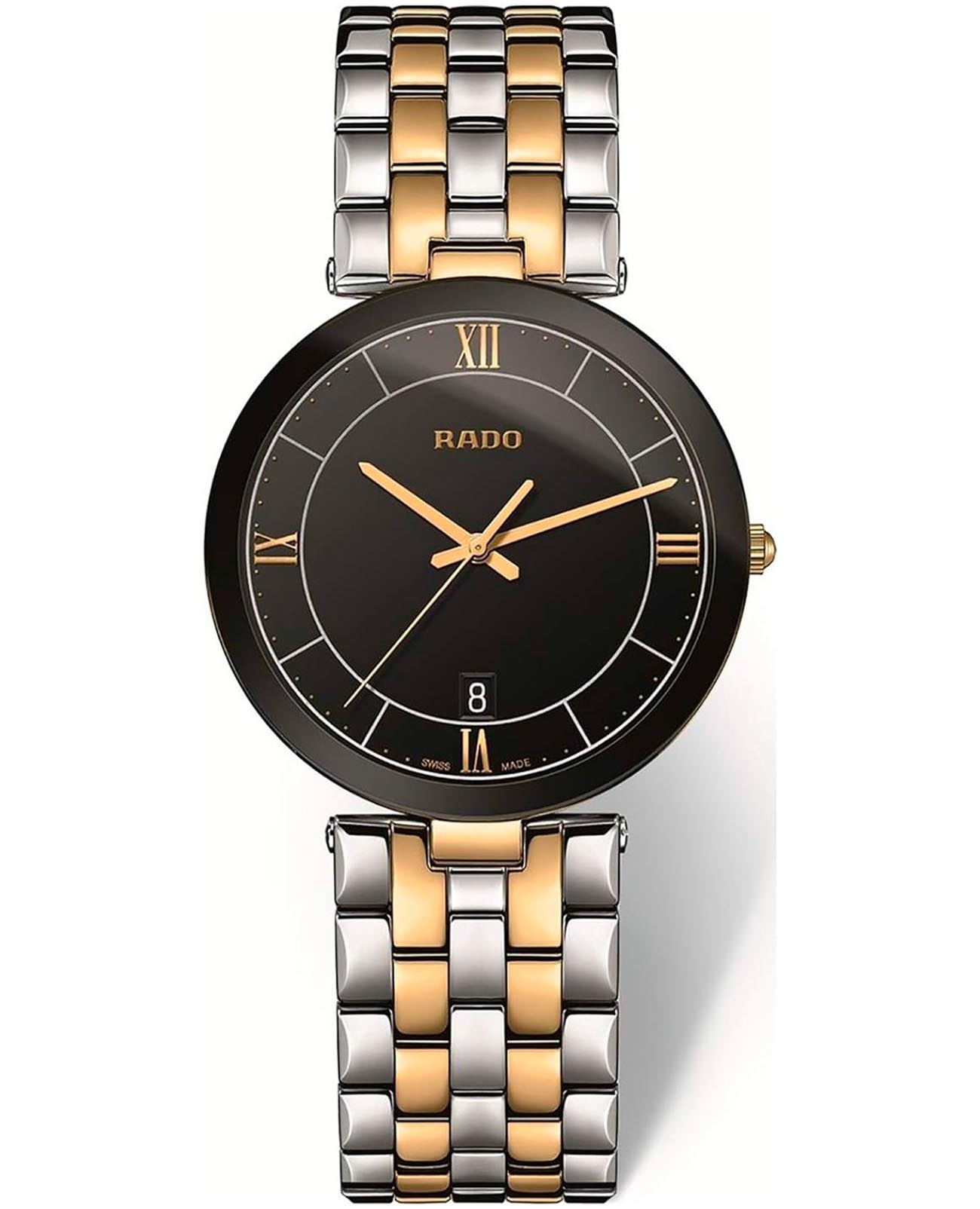 Rado Rado Florence R48867173  R48867173 кварцевые мужские часы черный циферблат, браслет нержавеющая сталь с pvd-покрытием — вид спереди