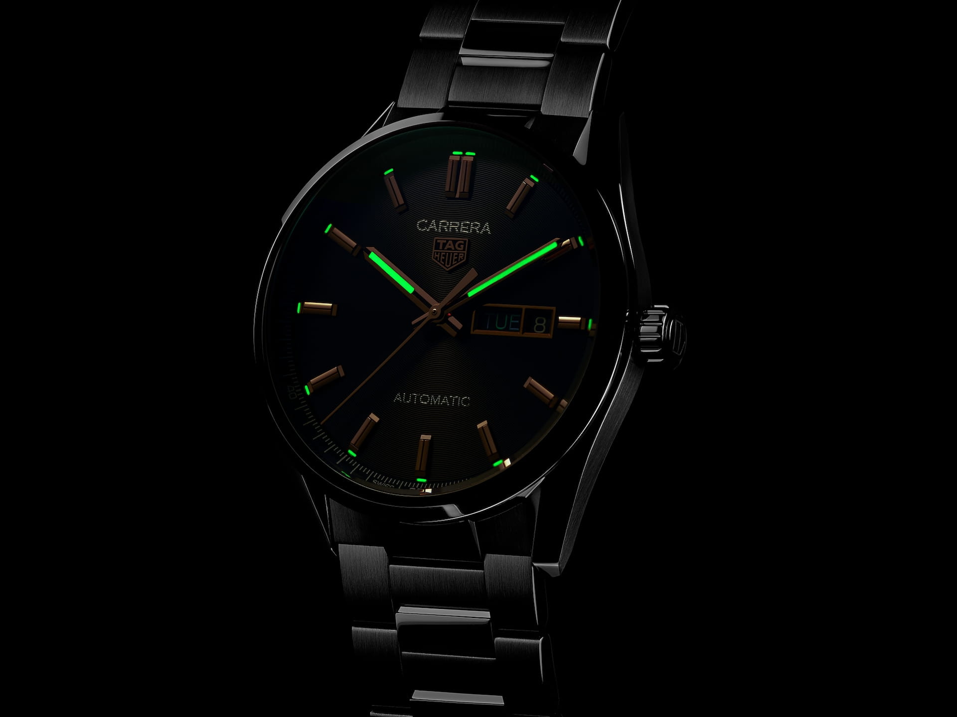 TAG Heuer TAG Heuer Carrera WBN2013.BA0640 механические мужские часы часы крупный план черный циферблата