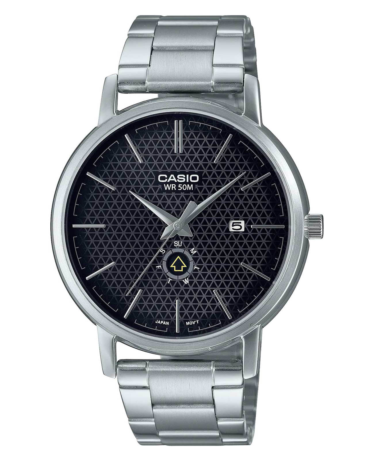 Casio Casio Collection MTP-B125D-1A  MTP-B125D-1A кварцевые мужские часы черный циферблат, браслет нержавеющая сталь — вид спереди