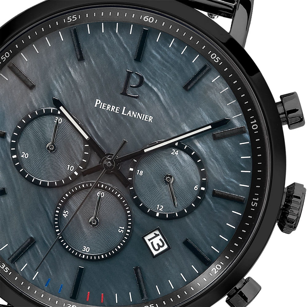 Pierre Lannier Pierre Lannier Baron 220H439 кварцевые мужские часы часы крупный план черный циферблата
