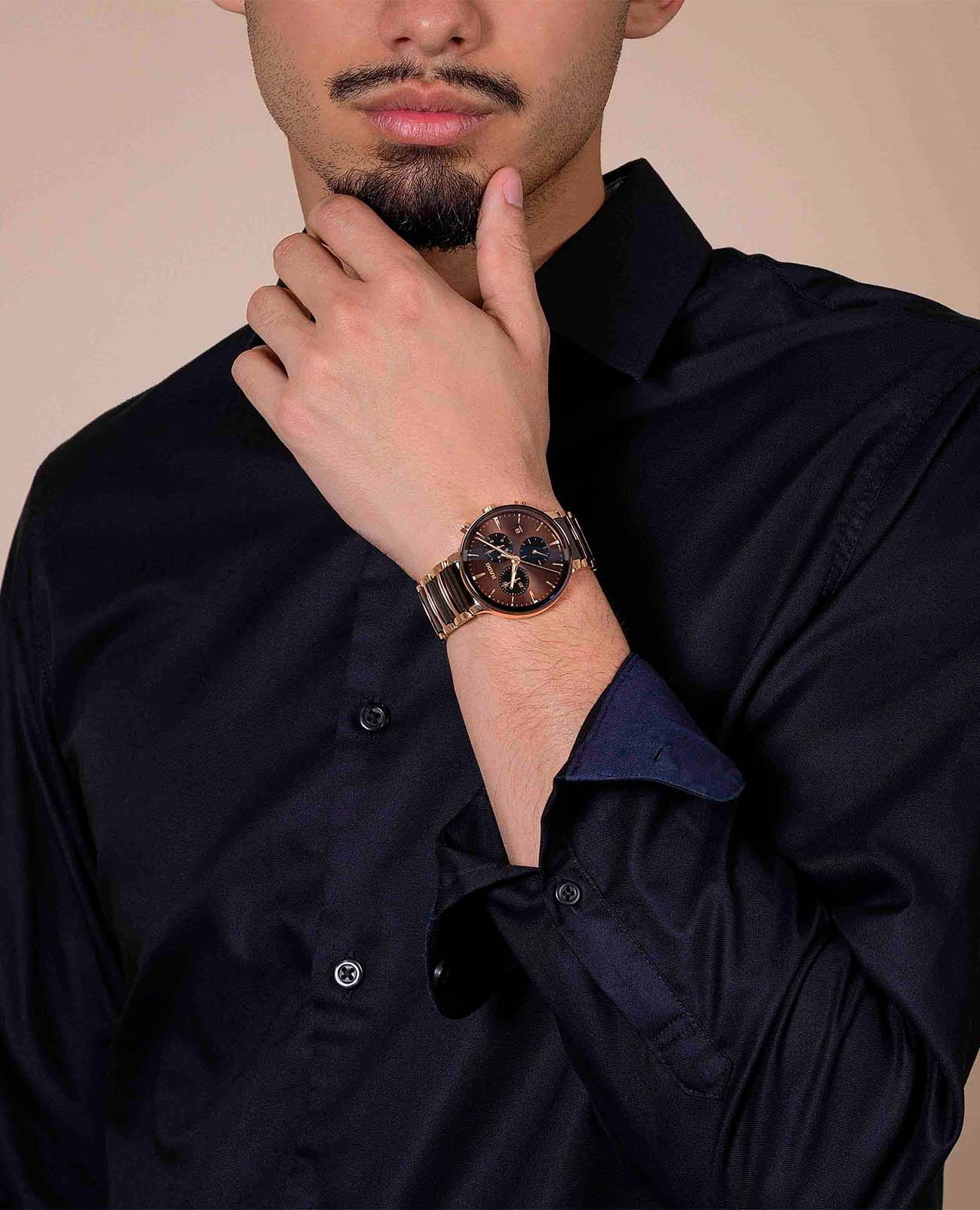 Rado Rado Centrix Chronograph R30212302 кварцевые мужские часы часы крупный план коричневый циферблата