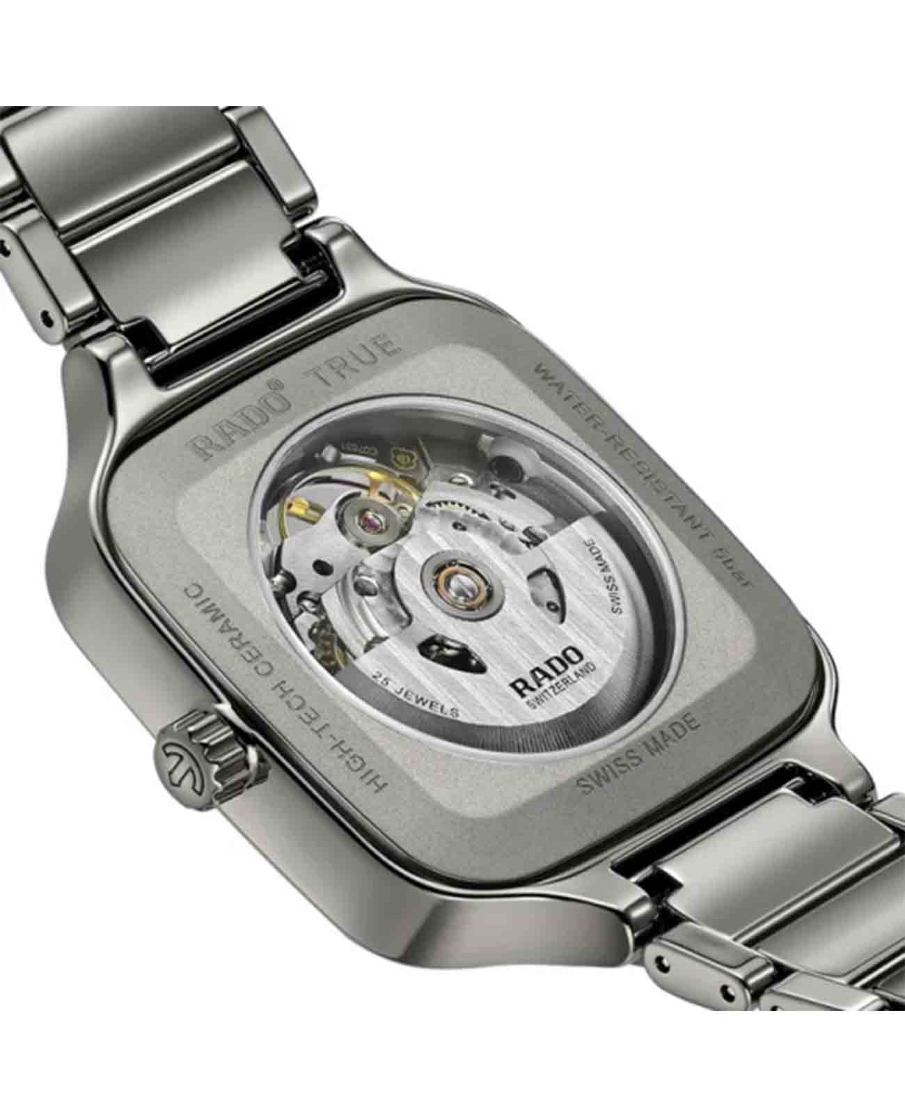 Rado Rado True Square Automatic Open Heart R27083712, true square швейцария мужские часы на браслете титан + высокотехнологичная плазменная керамика боковой вид