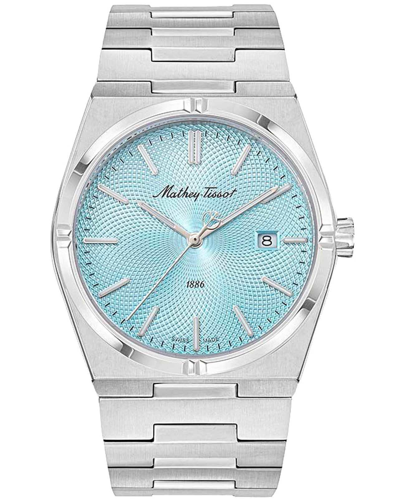 Mathey-Tissot Mathey-Tissot Zeus H118SK  H118SK кварцевые мужские часы голубой циферблат, браслет нержавеющая сталь — вид спереди