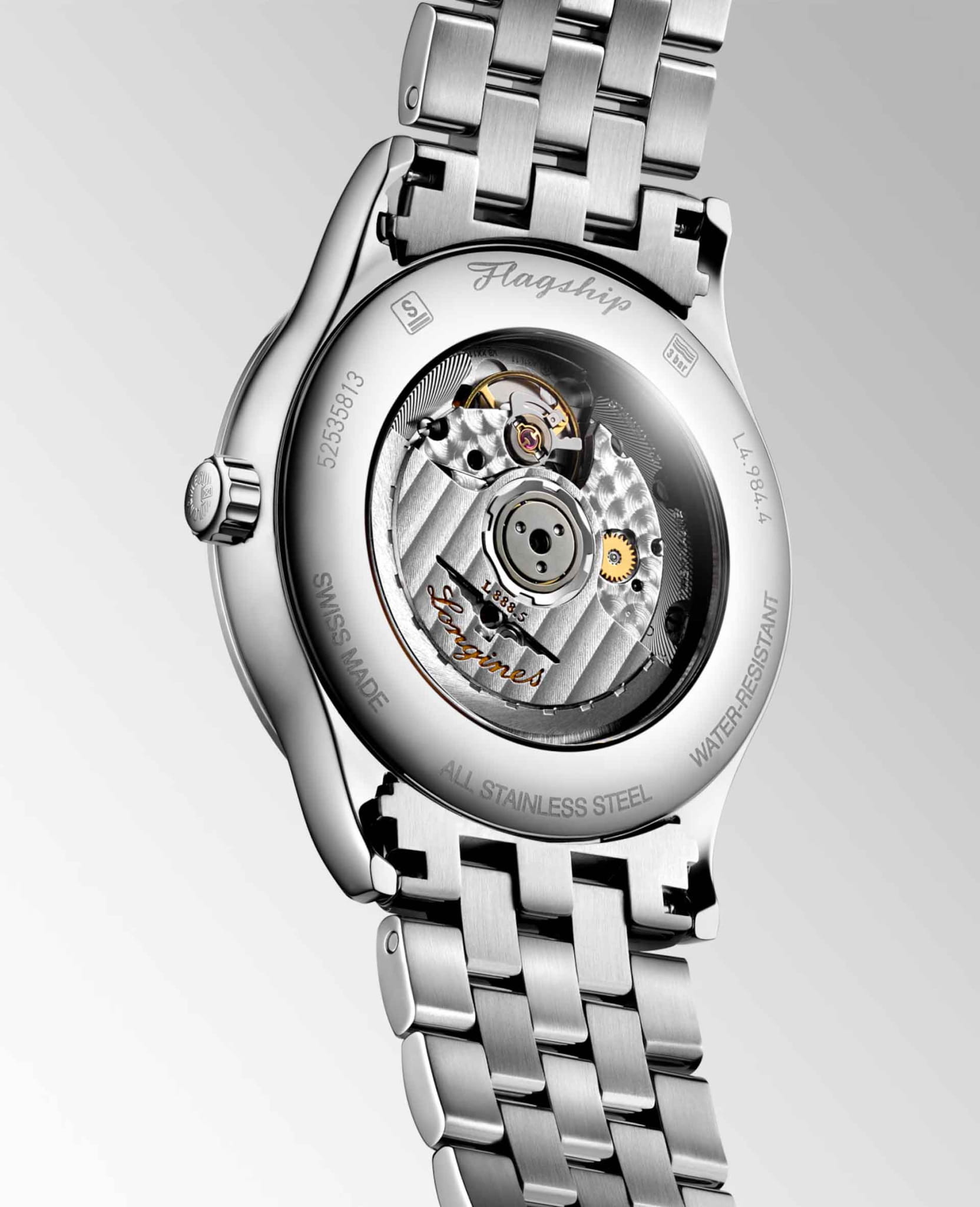 Longines Longines Flagship L4.984.4.02.6 механические мужские часы часы крупный план зеленый циферблата