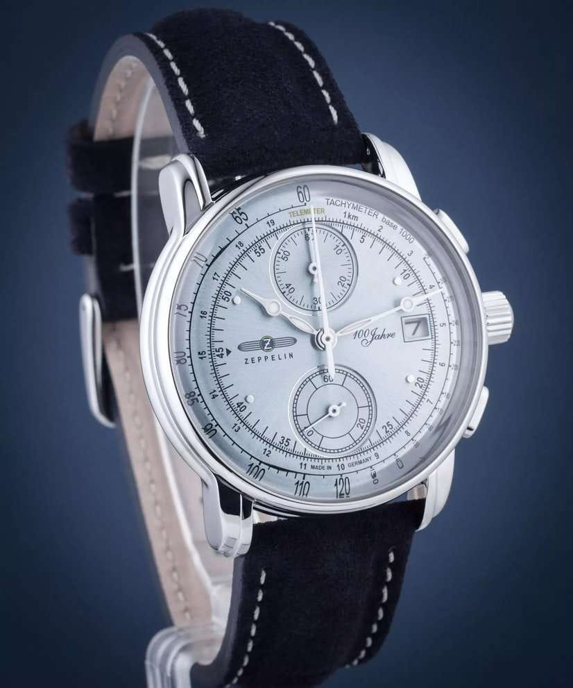 Zeppelin Zeppelin 100 Years Zeppelin 86704 кварцевые мужские часы часы крупный план голубой циферблата