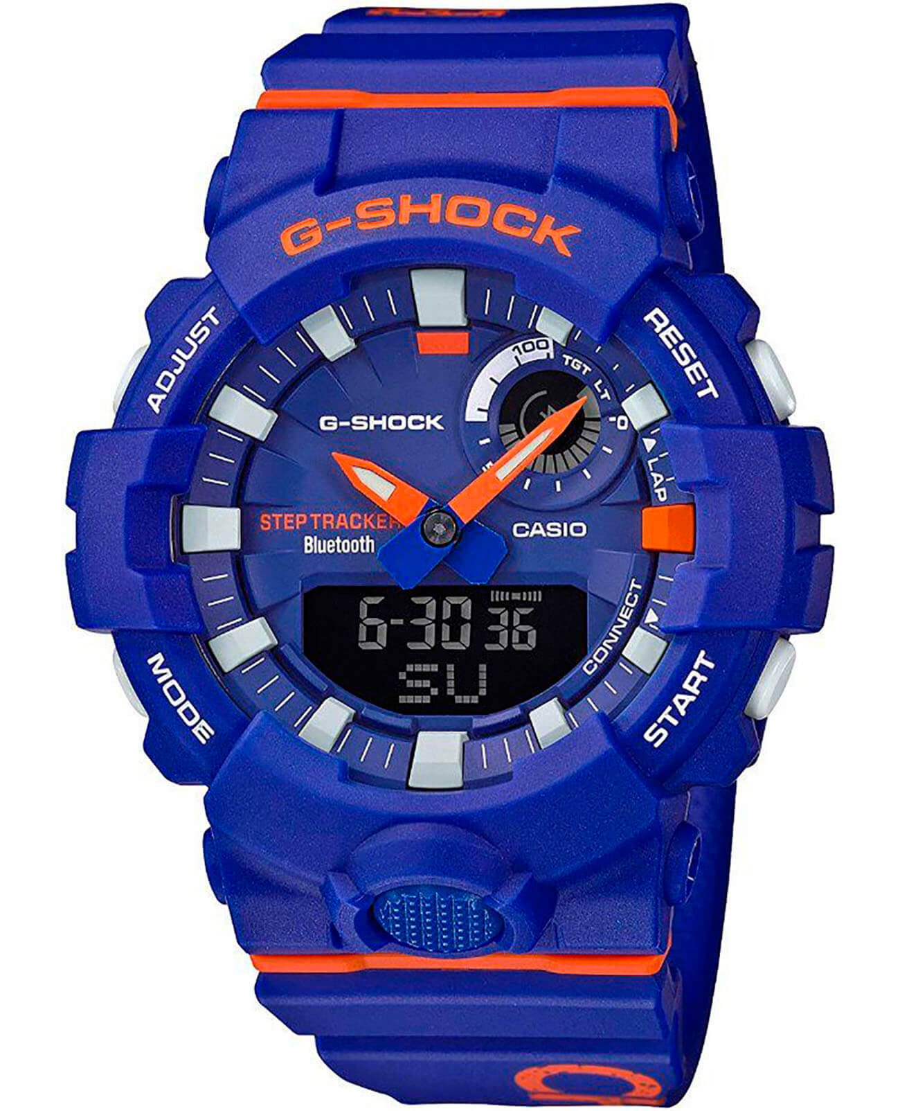 Casio Casio G-Shock GBA-800DG-2A G-SQUAD GBA-800DG-2AER электронные мужские часы синий циферблат, браслет пластик — вид спереди