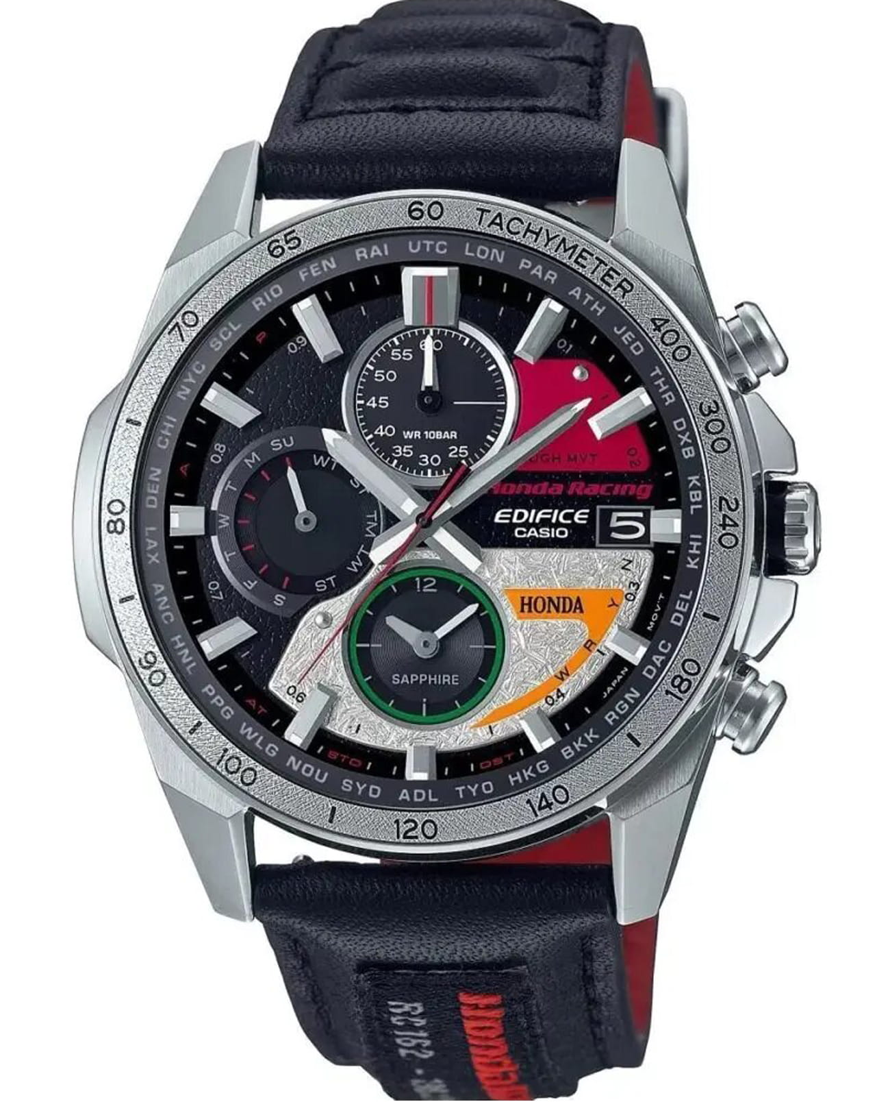 Casio Casio Edifice EQW-A2000HR-1A EQW EQW-A2000HR-1A кварцевые мужские часы  циферблат, браслет кожаный — вид спереди