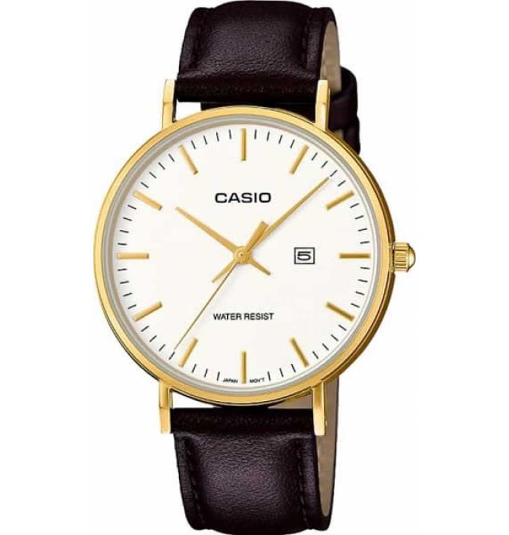 Casio Casio LTH-1060GL-7A  LTH-1060GL-7A кварцевые женские часы белый циферблат, браслет кожаный — вид спереди