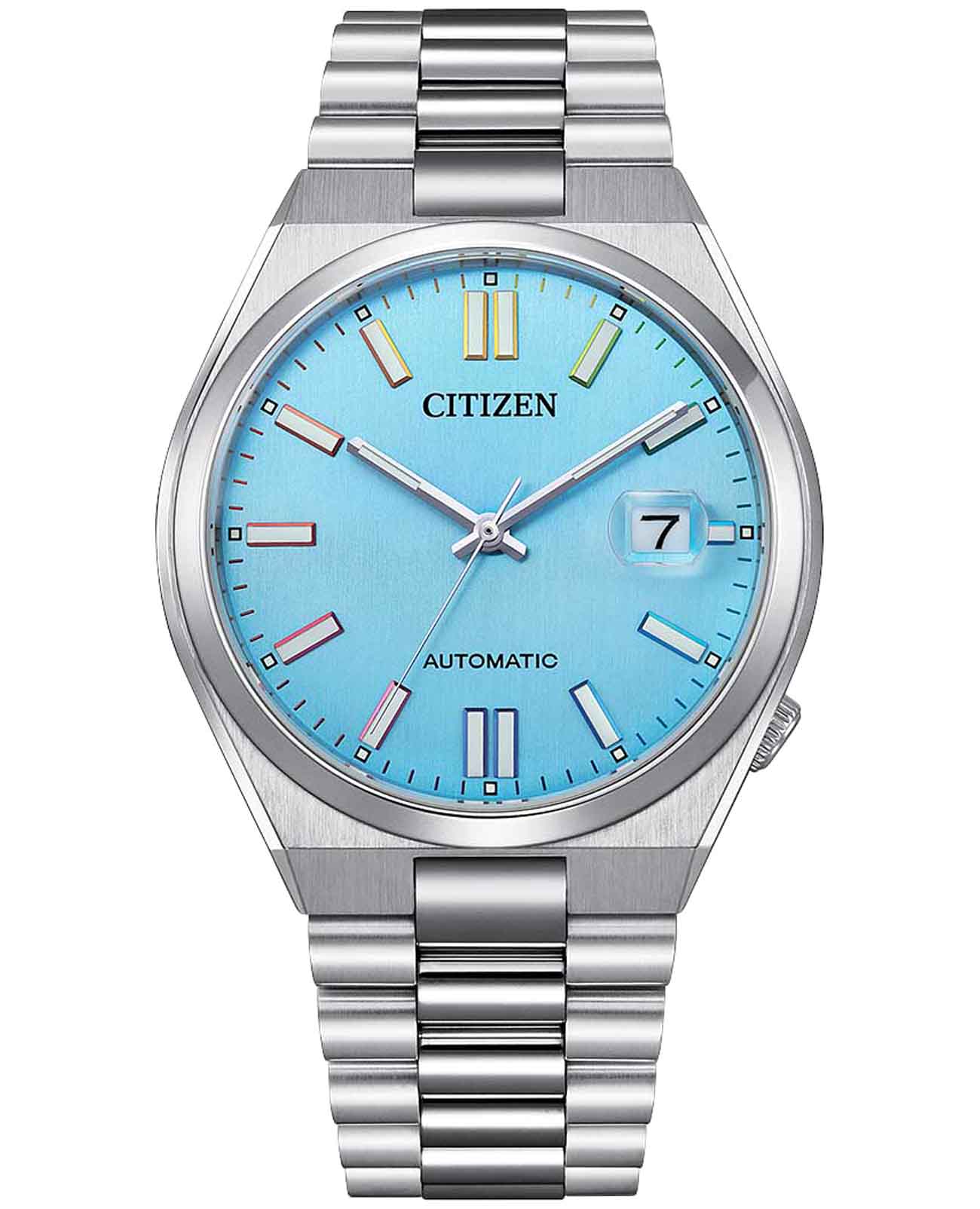 Citizen Citizen Tsuyosa NJ0151-53L  NJ0151-53L механические мужские часы голубой циферблат, браслет нержавеющая сталь — вид спереди