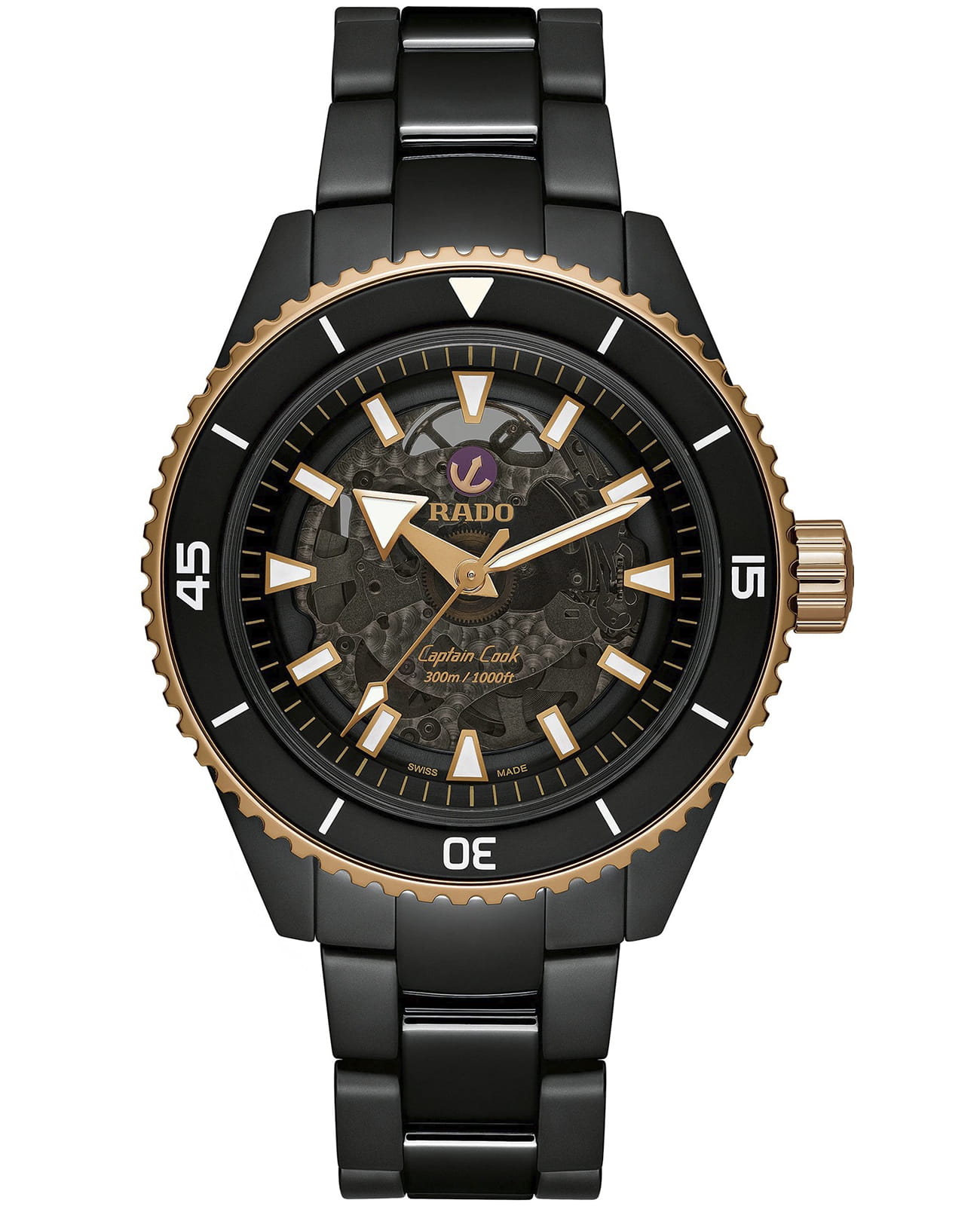 Rado Rado Captain Cook High-Tech Ceramic R32127162 Automatic R32127162 механические мужские часы черный циферблат, браслет высокотехнологичная керамика — вид спереди