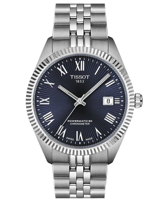 Tissot Tissot Ballade 39mm T156.408.11.043.00 Ballade T1564081104300 кварцевые мужские часы синий циферблат, браслет нержавеющая сталь — вид спереди