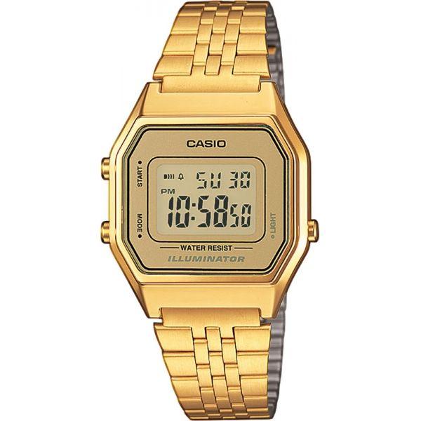 Casio Casio Collection LA680WEGA-9E  LA680WEGA-9E кварцевые мужские часы шампань циферблат, браслет нержавеющая сталь — вид спереди