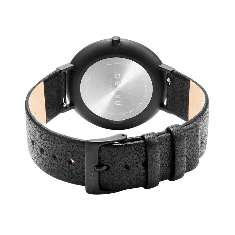 Obaku Obaku Leather V283GXBBRB,  дания мужские часы на браслете кожаный боковой вид