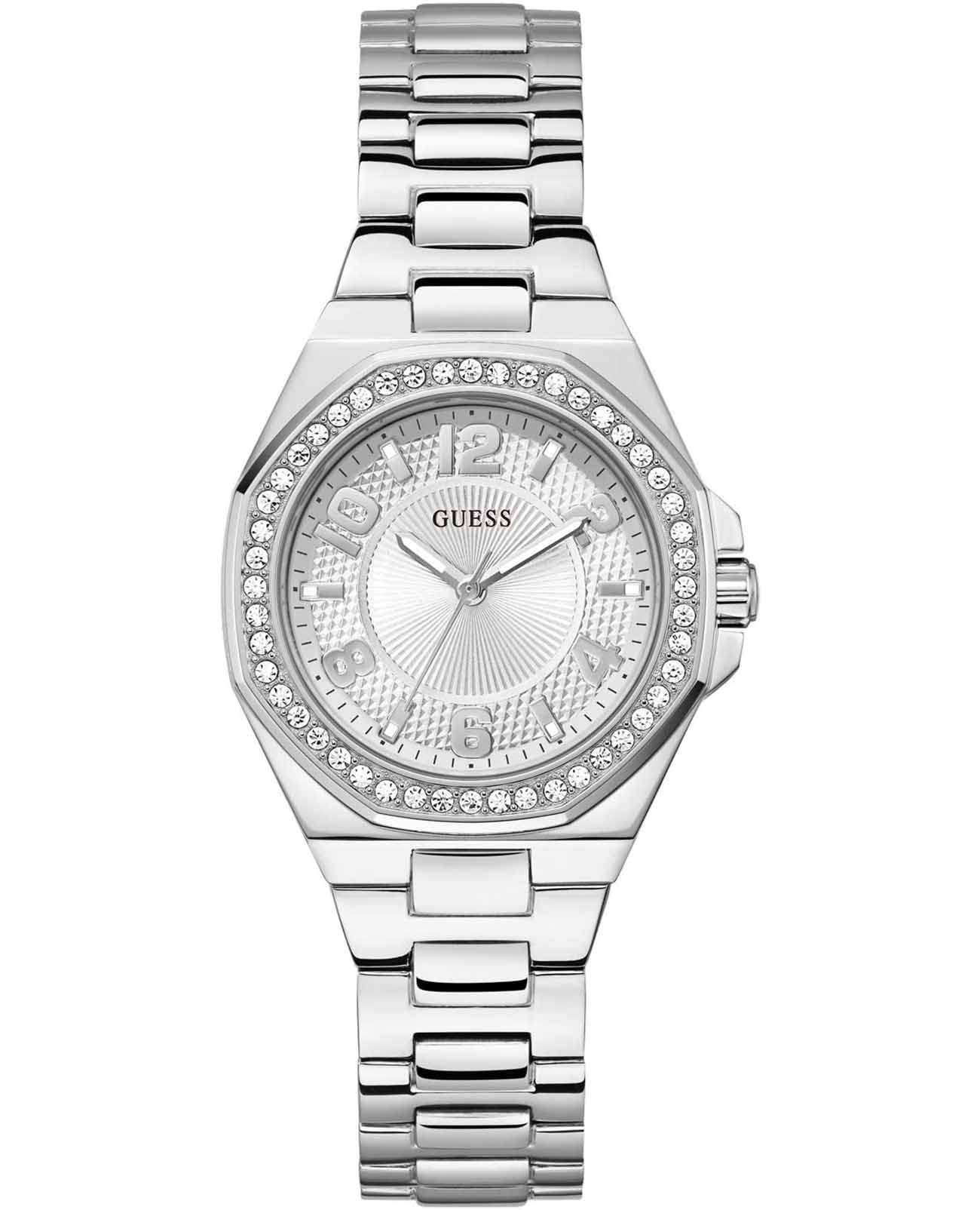 Guess Guess Sport Contessa GW0877L1  GW0877L1 кварцевые женские часы серебристый циферблат, браслет нержавеющая сталь — вид спереди
