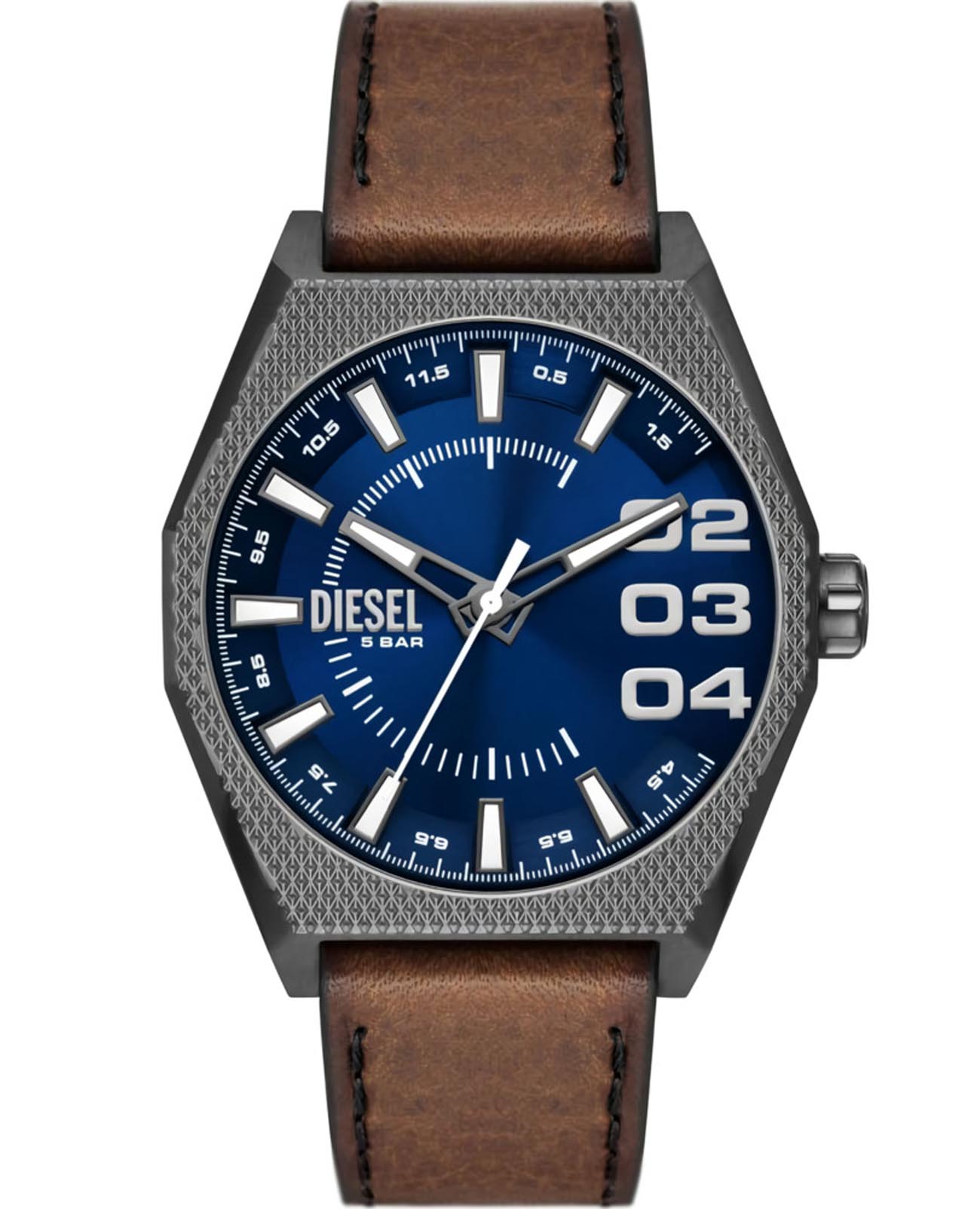 Diesel Diesel Scraper DZ2189  DZ2189 кварцевые мужские часы синий циферблат, браслет кожаный — вид спереди