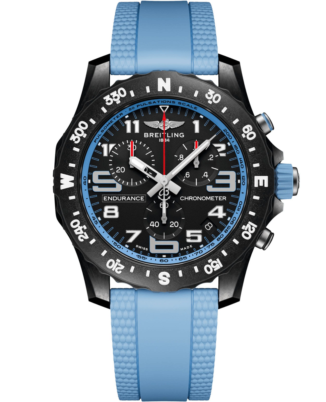 Breitling Breitling Endurance Pro 44 X82310281B1S2  X82310281B1S2 кварцевые мужские часы черный циферблат, браслет каучук — вид спереди