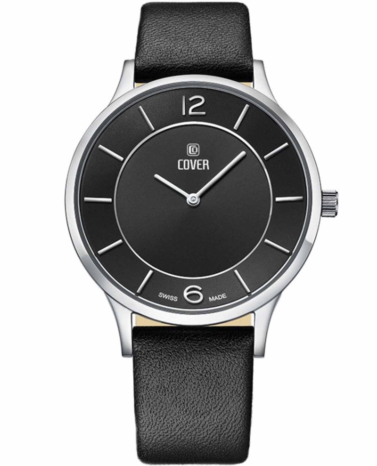 Cover Cover Essential CO2037.03  CO2037.03 кварцевые мужские часы черный циферблат, браслет кожаный — вид спереди