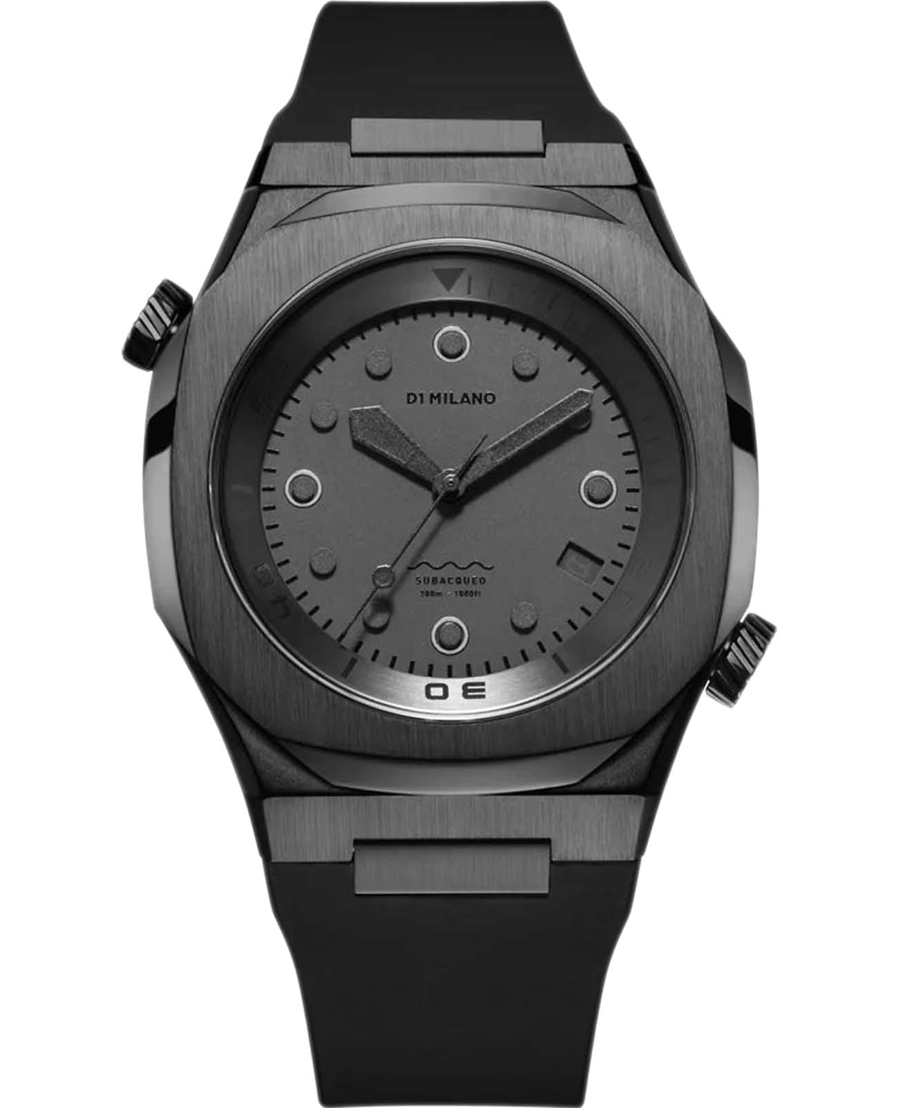 D1 Milano D1 Milano DVRJSH  DVRJSH механические мужские часы черный циферблат, браслет силикон — вид спереди