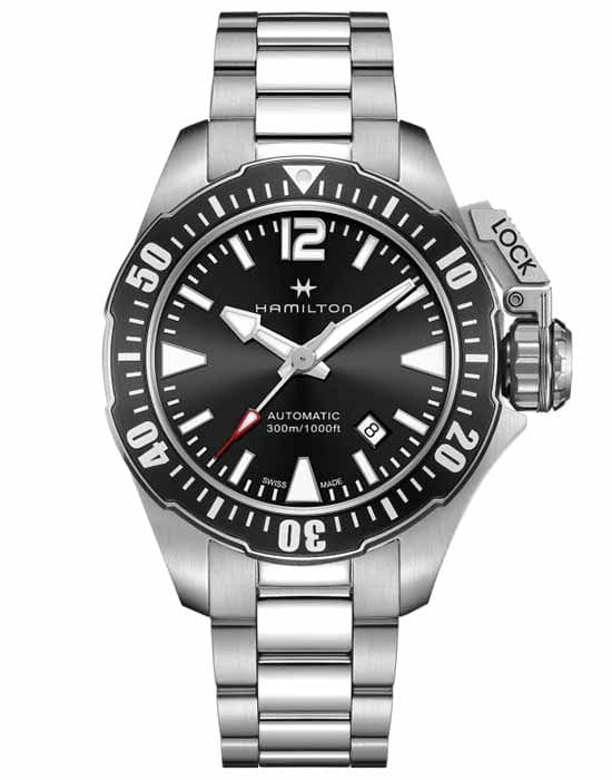 Hamilton Hamilton Khaki Navy Frogman H77605135 военные наручные часы, вид спереди