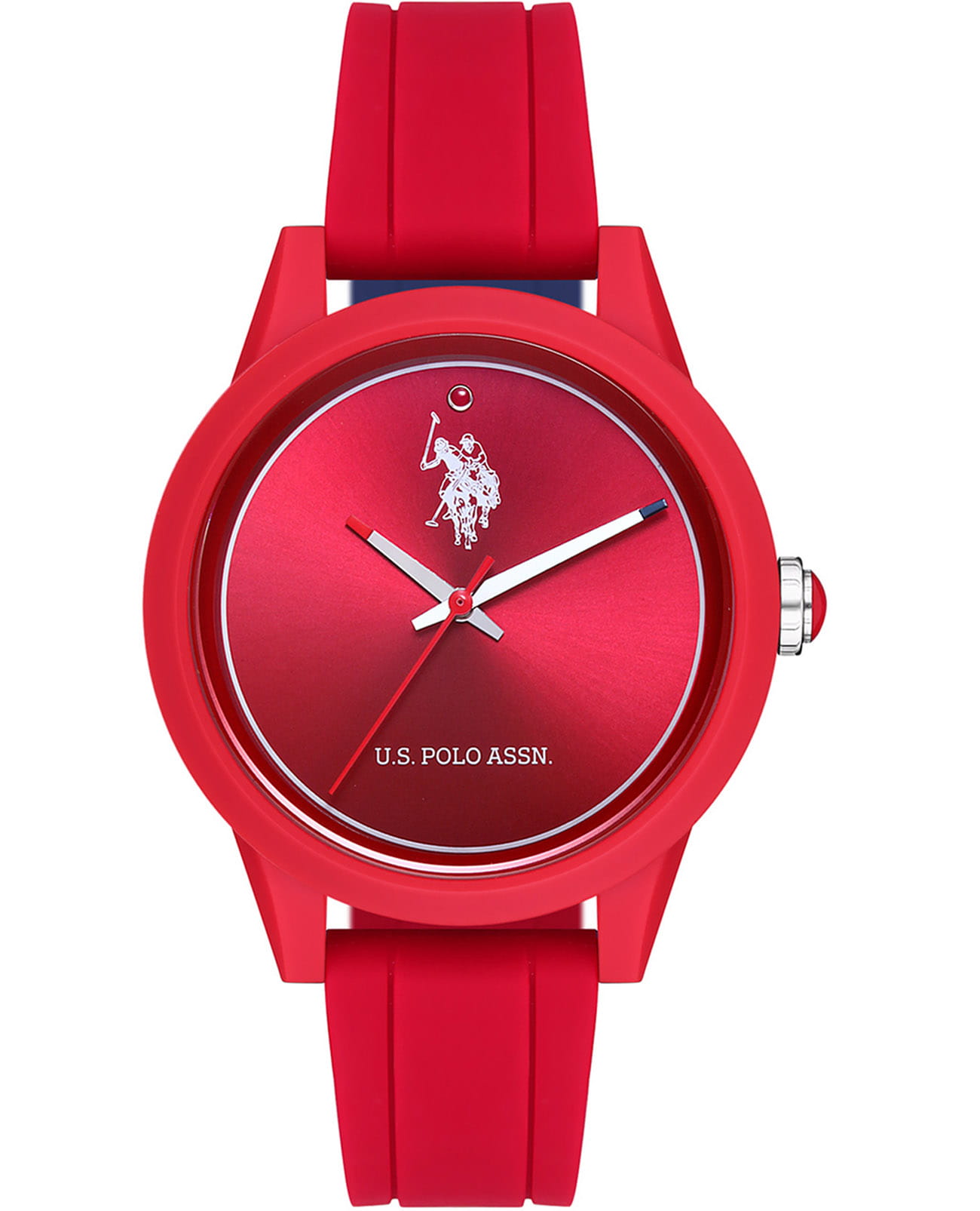 U.S. Polo Assn. U.S. Polo Assn. Yard USPA2007-04  USPA2007-04 кварцевые женские часы красный циферблат, браслет силикон — вид спереди