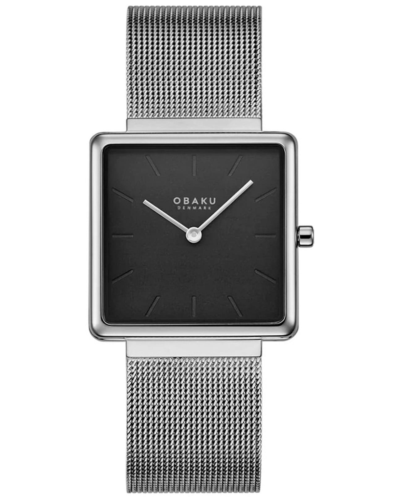 Obaku Obaku Mesh V236LXUUMU  V236LXUUMU кварцевые женские часы черный циферблат, браслет нержавеющая сталь — вид спереди