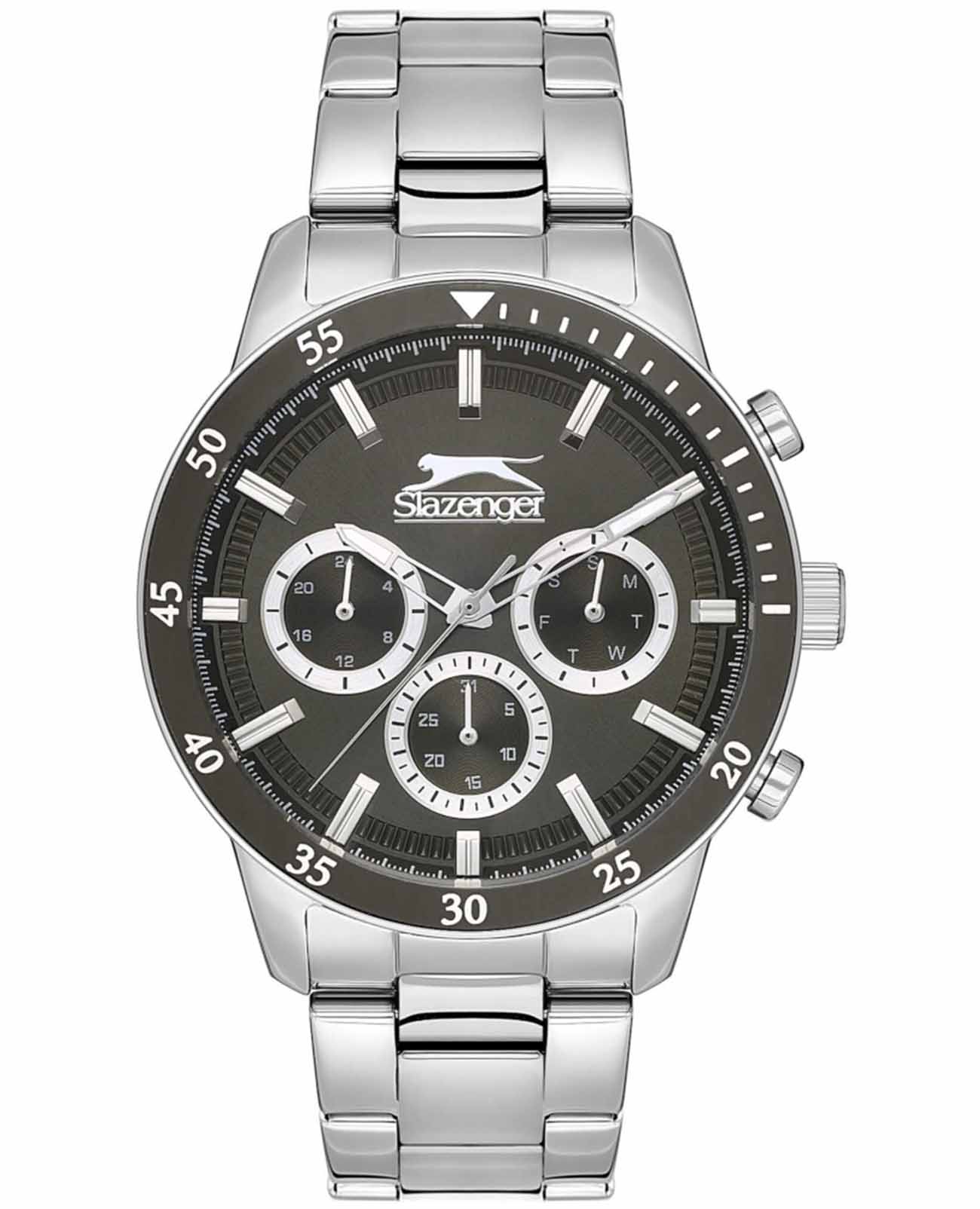 Slazenger Slazenger SL.09.2260.2.04  SL.09.2260.2.04 кварцевые мужские часы черный циферблат, браслет суперметалл — вид спереди