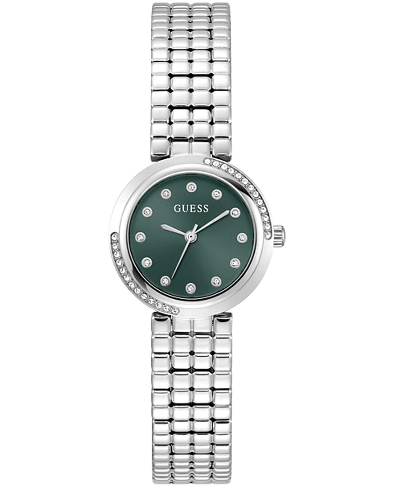 Guess Guess Clara GW0930L1  GW0930L1 кварцевые женские часы зеленый циферблат, браслет нержавеющая сталь — вид спереди