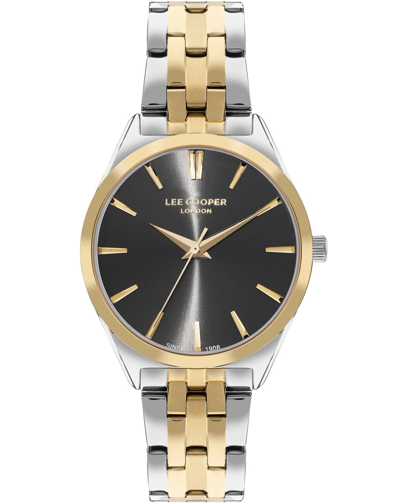 Lee Cooper Lee Cooper LC07833.260  LC07833.260 кварцевые женские часы черный циферблат, браслет нержавеющая сталь с ip-покрытием — вид спереди