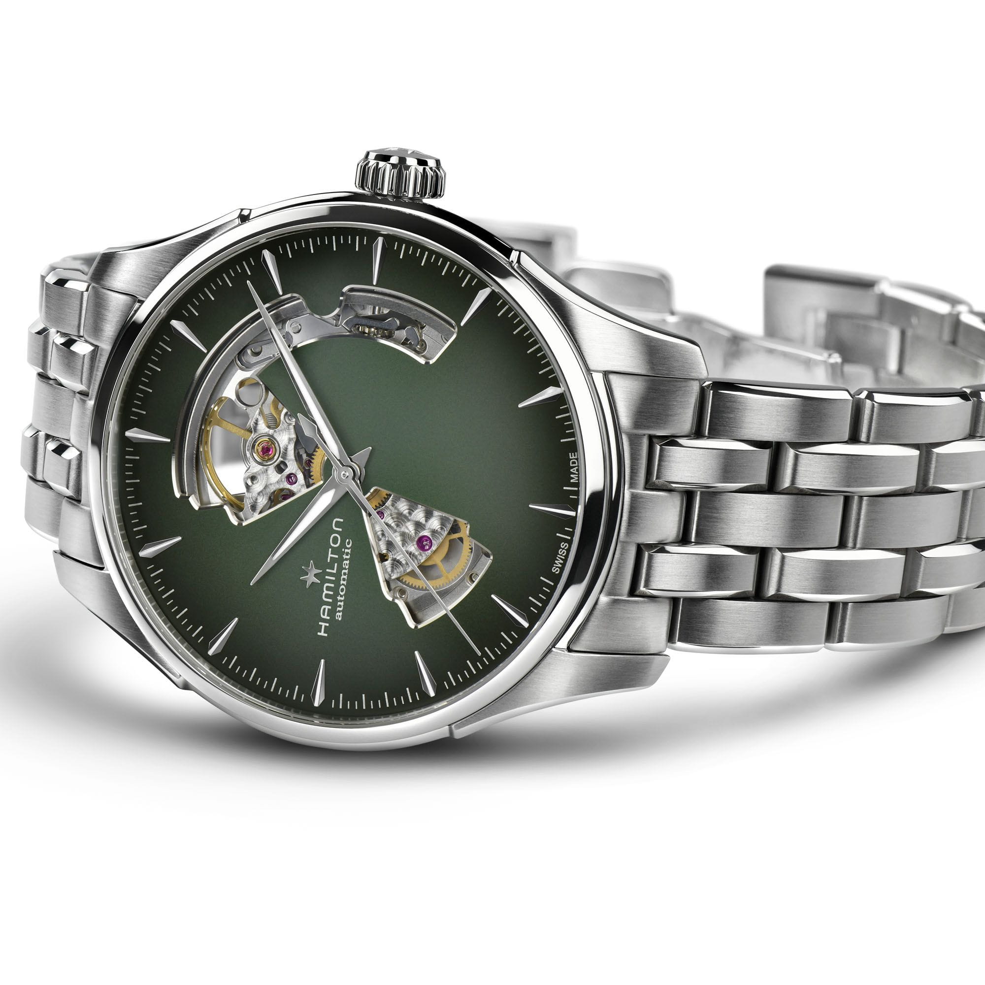 Hamilton Hamilton Jazzmaster Open Heart Auto H32675160, jazzmaster швейцария мужские часы на браслете нержавеющая сталь боковой вид