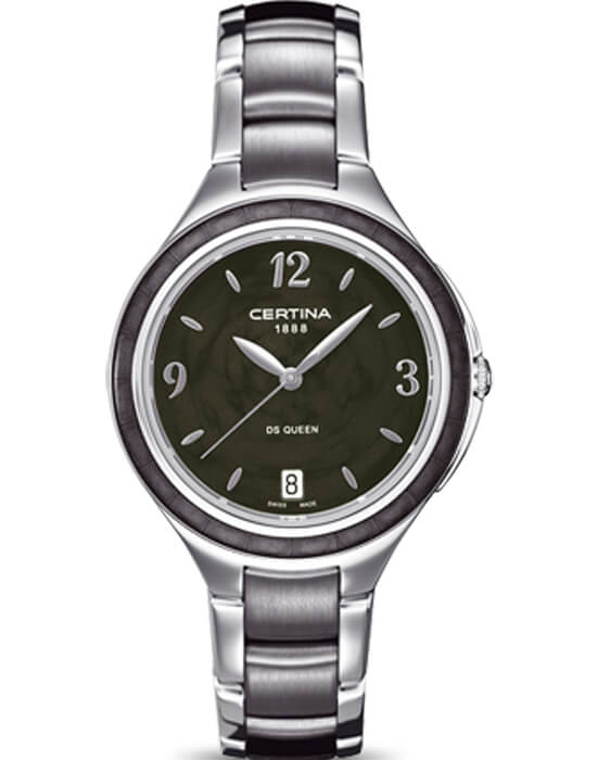 Certina Certina DS Queen C018.210.11.057.00  C0182101105700 кварцевые женские часы зеленый циферблат, браслет нержавеющая сталь — вид спереди