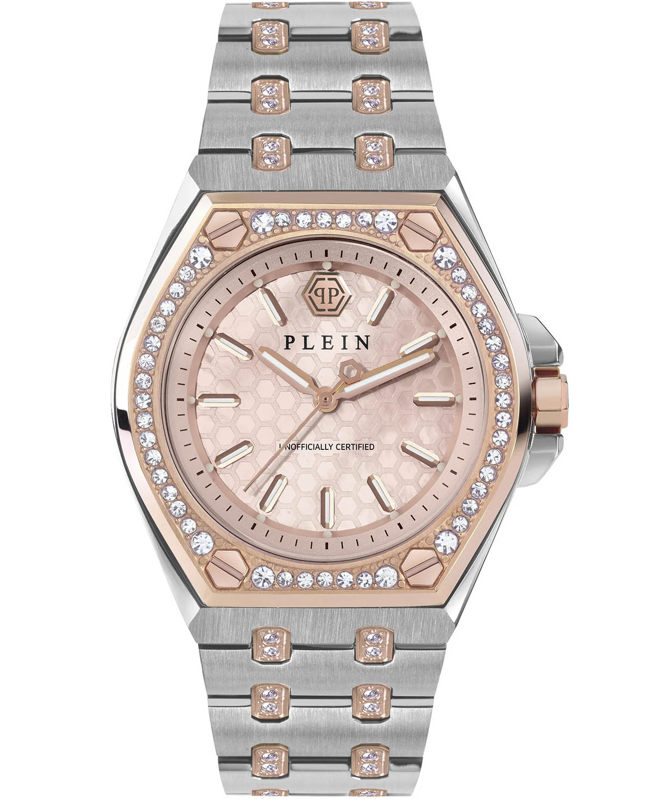 Philipp Plein Philipp Plein Extreme Lady PWJAA1323  PWJAA1323 кварцевые женские часы розовый циферблат, браслет нержавеющая сталь с ip-покрытием — вид спереди