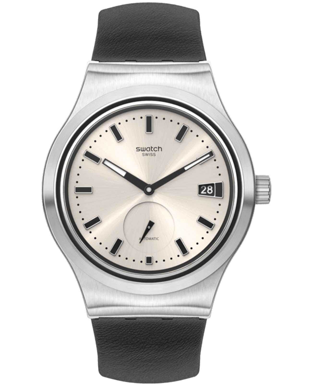Swatch Swatch Irony Sistem51 Petite Seconde SY23S408  SY23S408 механические женские часы белый циферблат, браслет кожаный — вид спереди