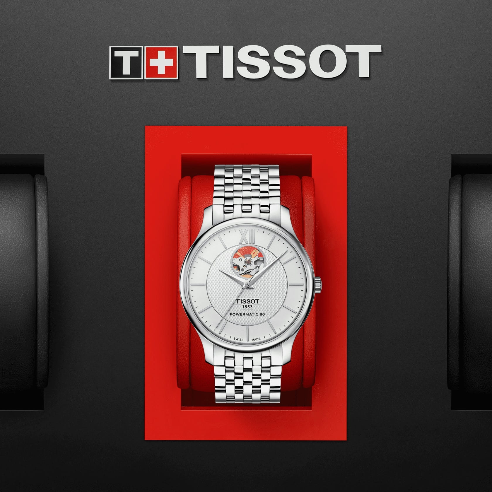Оригинальные часы Tissot Tissot Tradition Powermatic 80 Open Heart T063.907.11.038.00 механические калибр механизма powermatic 80.601 общий вид