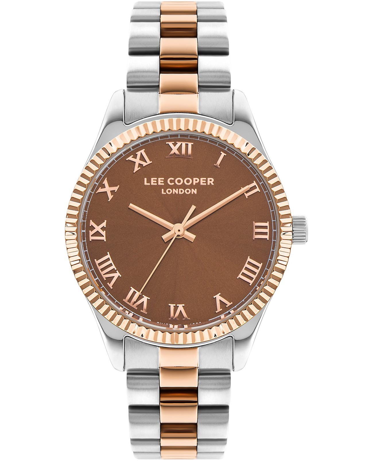 Lee Cooper Lee Cooper LC07680.570  LC07680.570 кварцевые женские часы коричневый циферблат, браслет нержавеющая сталь с ip-покрытием — вид спереди