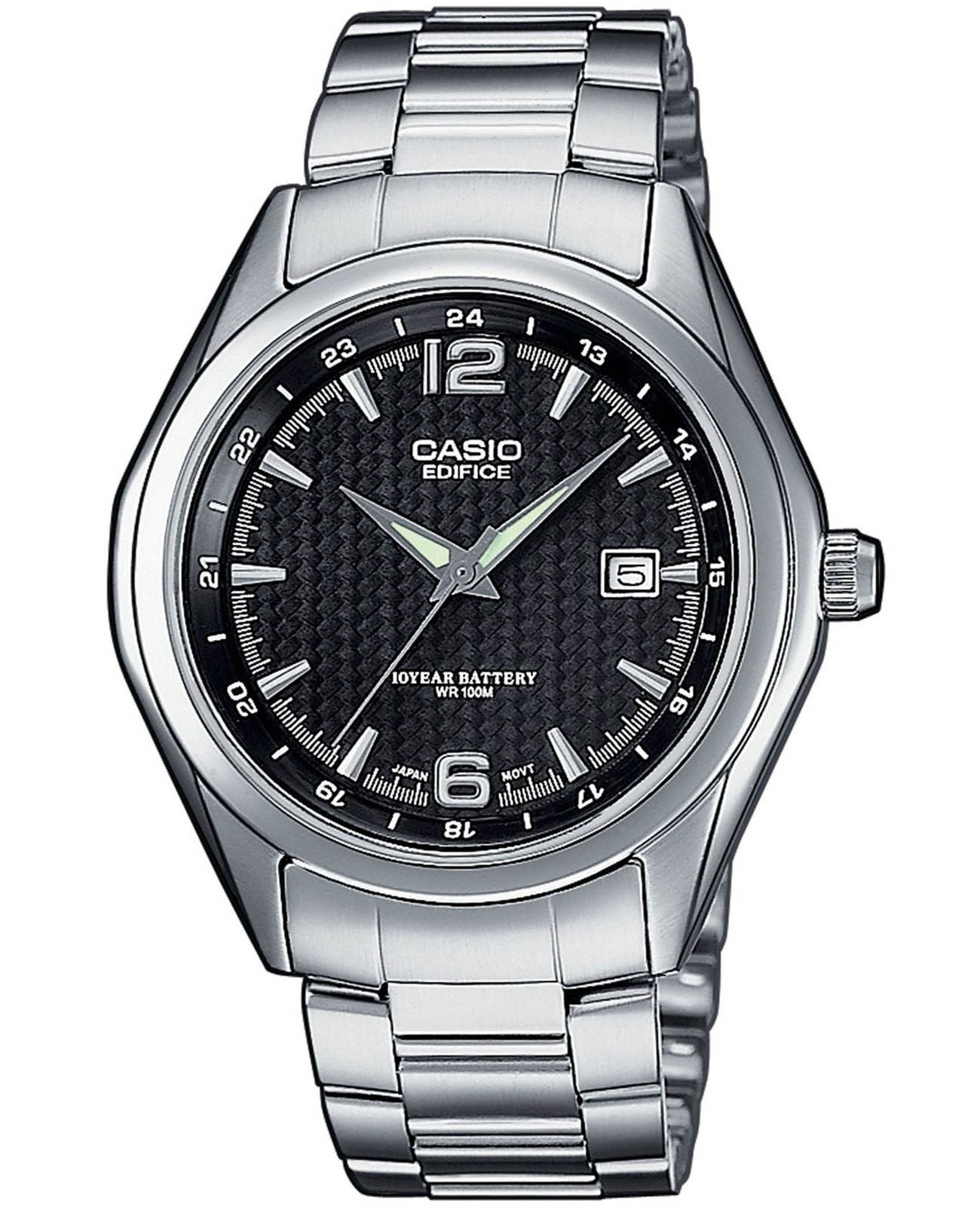 Casio Casio Edifice EF-121D-1A EF EF-121D-1AVEG кварцевые мужские часы черный циферблат, браслет нержавеющая сталь — вид спереди