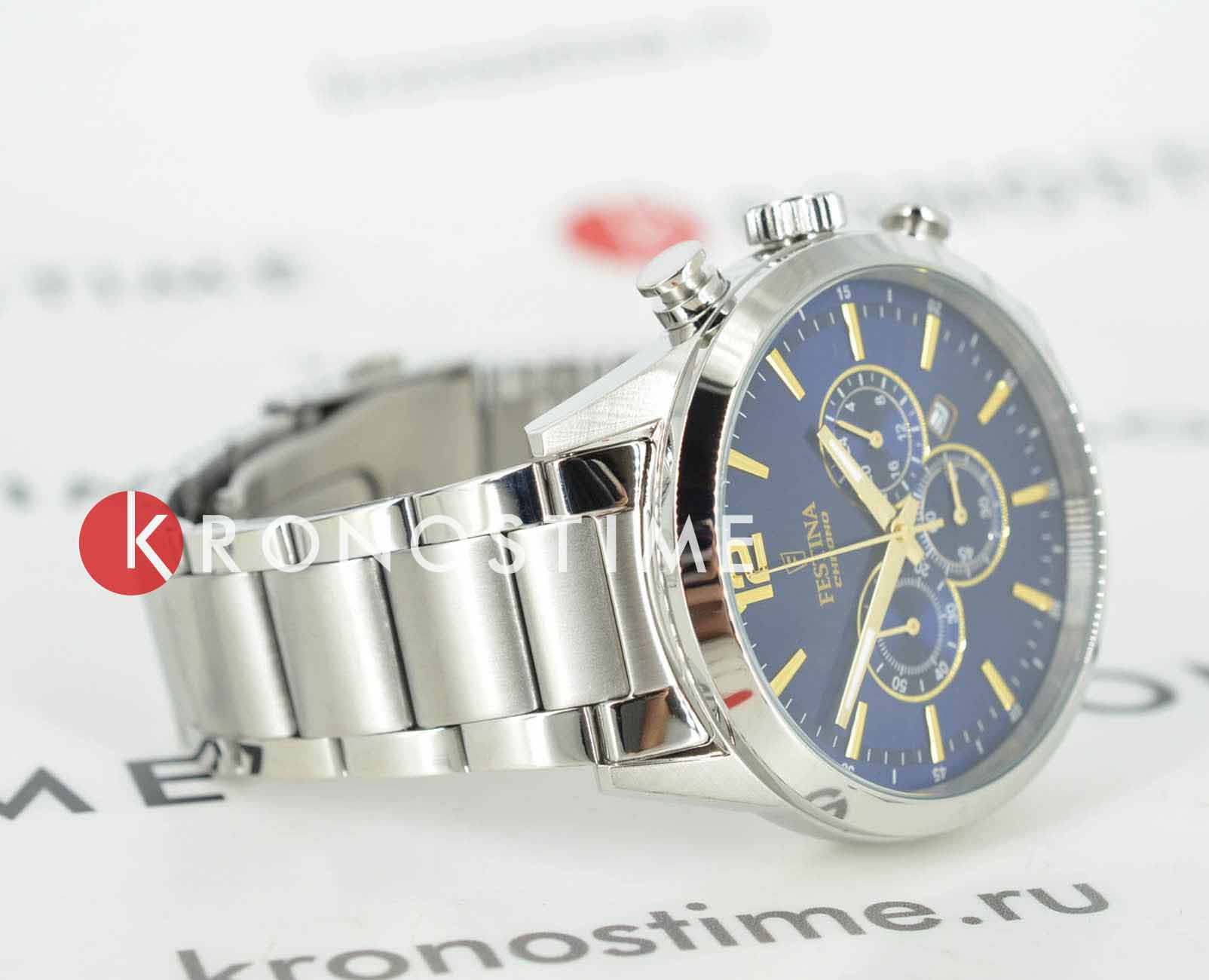 Festina Festina Timeless Chrono F20343/2,  испания мужские часы на браслете нержавеющая сталь боковой вид