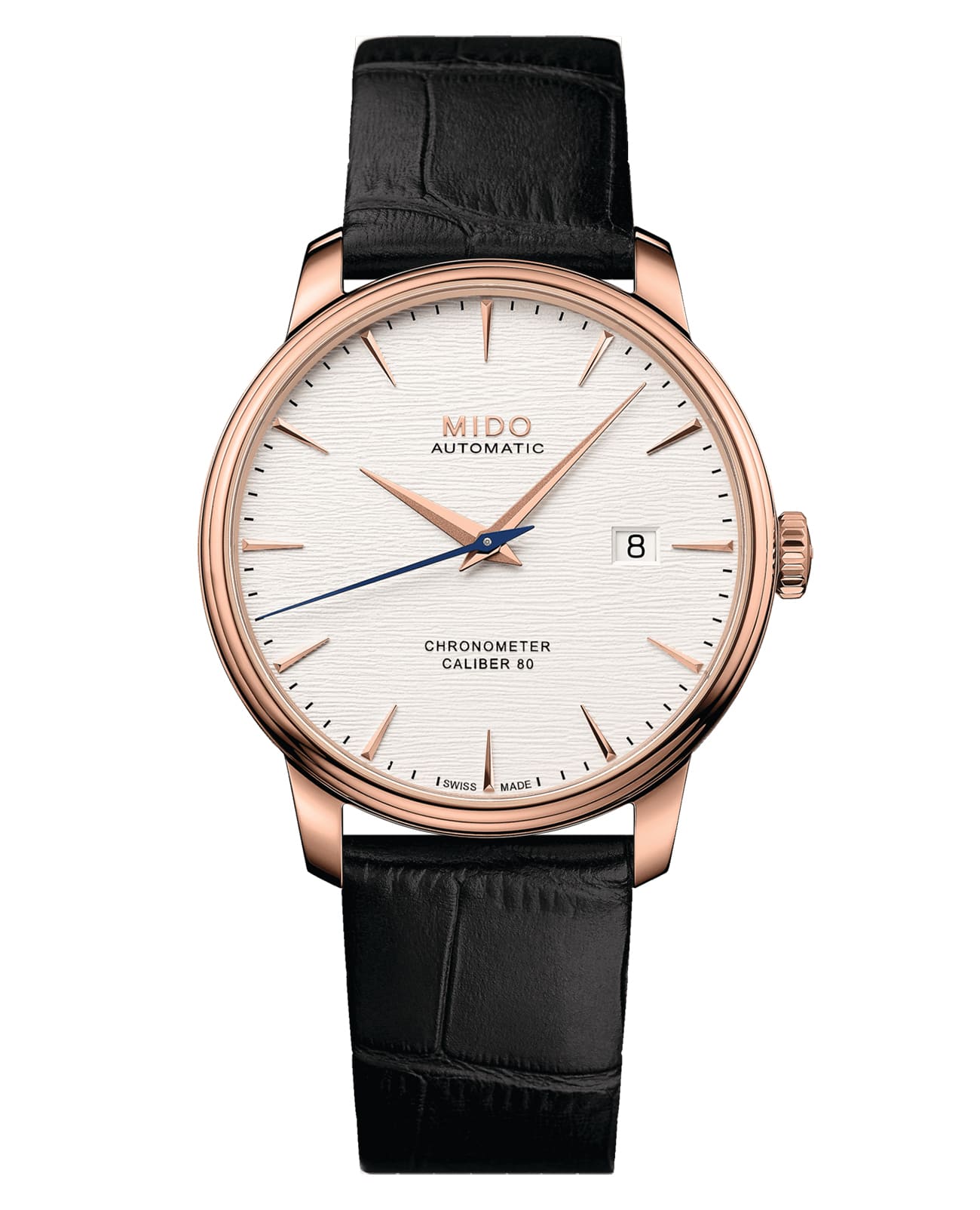 Mido Mido Baroncelli Chronometer M027.408.36.031.00  M0274083603100 механические мужские часы белый циферблат, браслет кожаный — вид спереди