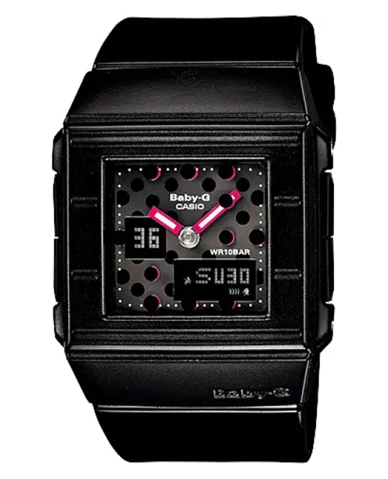 Casio Casio Baby-G BGA-200DT-1E  BGA-200DT-1E кварцевые женские часы черный циферблат, браслет пластик — вид спереди