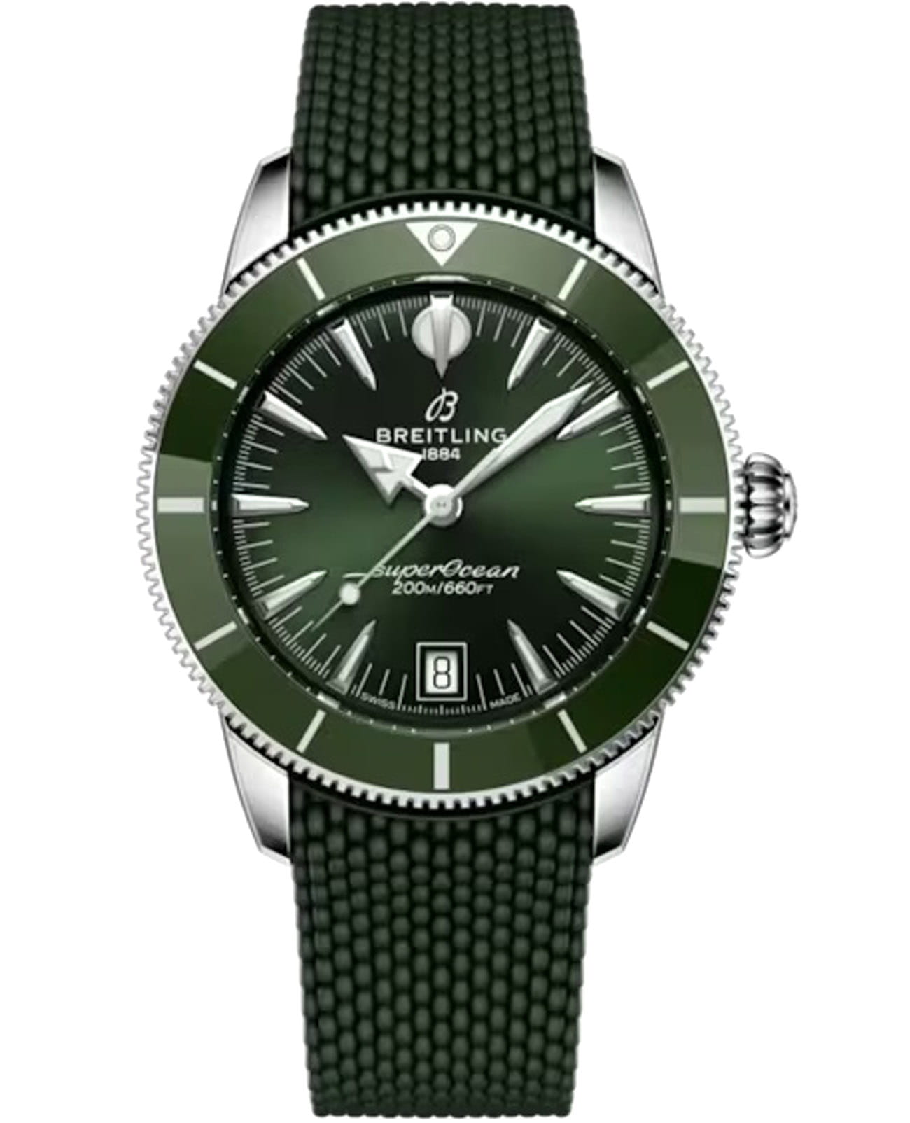 Breitling Breitling Superocean Heritage B31 Automatic 40 AB3110361L1S1  AB3110361L1S1 механические женские часы зеленый циферблат, браслет резина — вид спереди