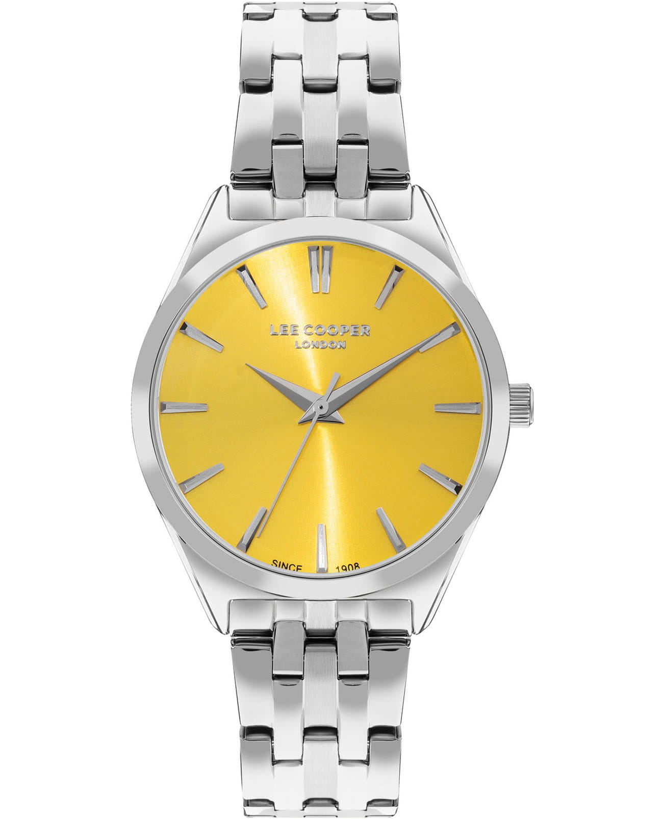 Lee Cooper Lee Cooper LC07833.310  LC07833.310 кварцевые женские часы желтый циферблат, браслет нержавеющая сталь — вид спереди