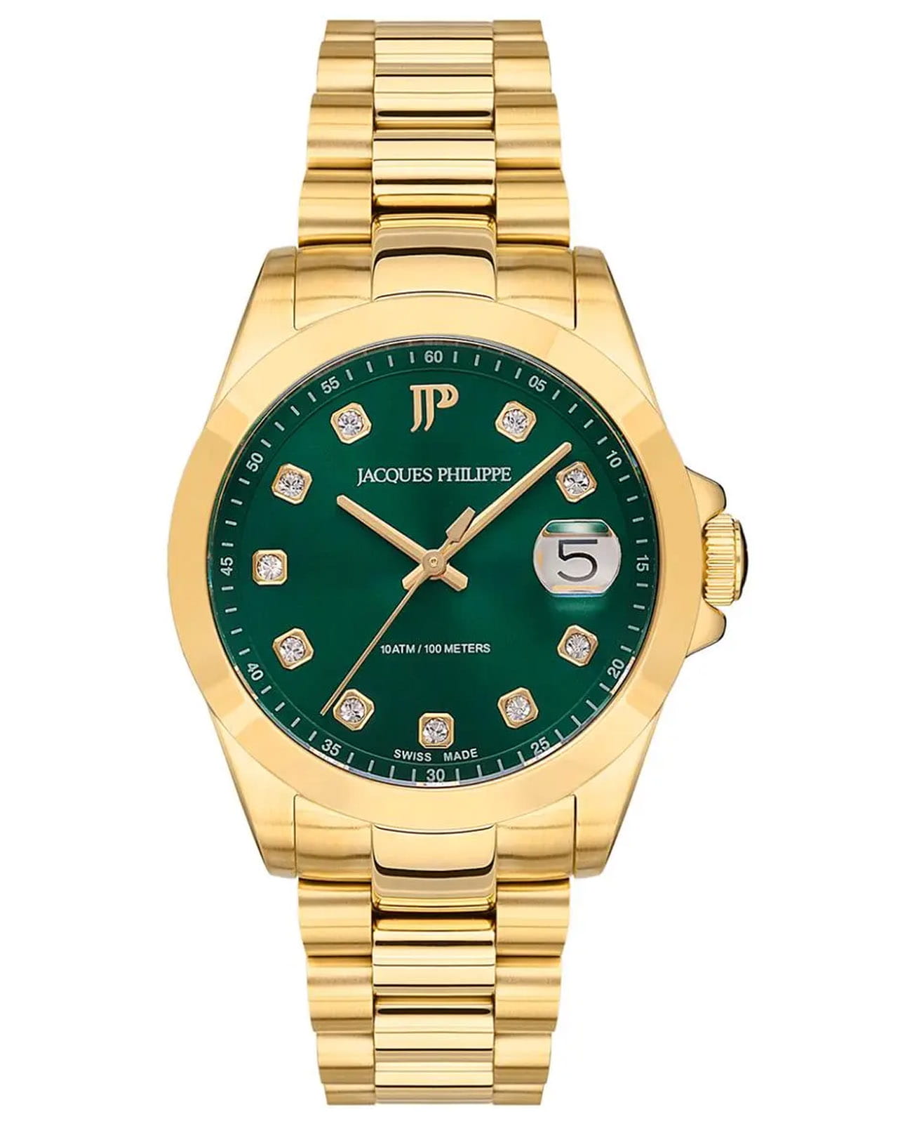 Jacques Philippe Jacques Philippe Infinitum JPQLS3423X4  JPQLS3423X4 кварцевые женские часы белый циферблат, браслет нержавеющая сталь с pvd-покрытием — вид спереди