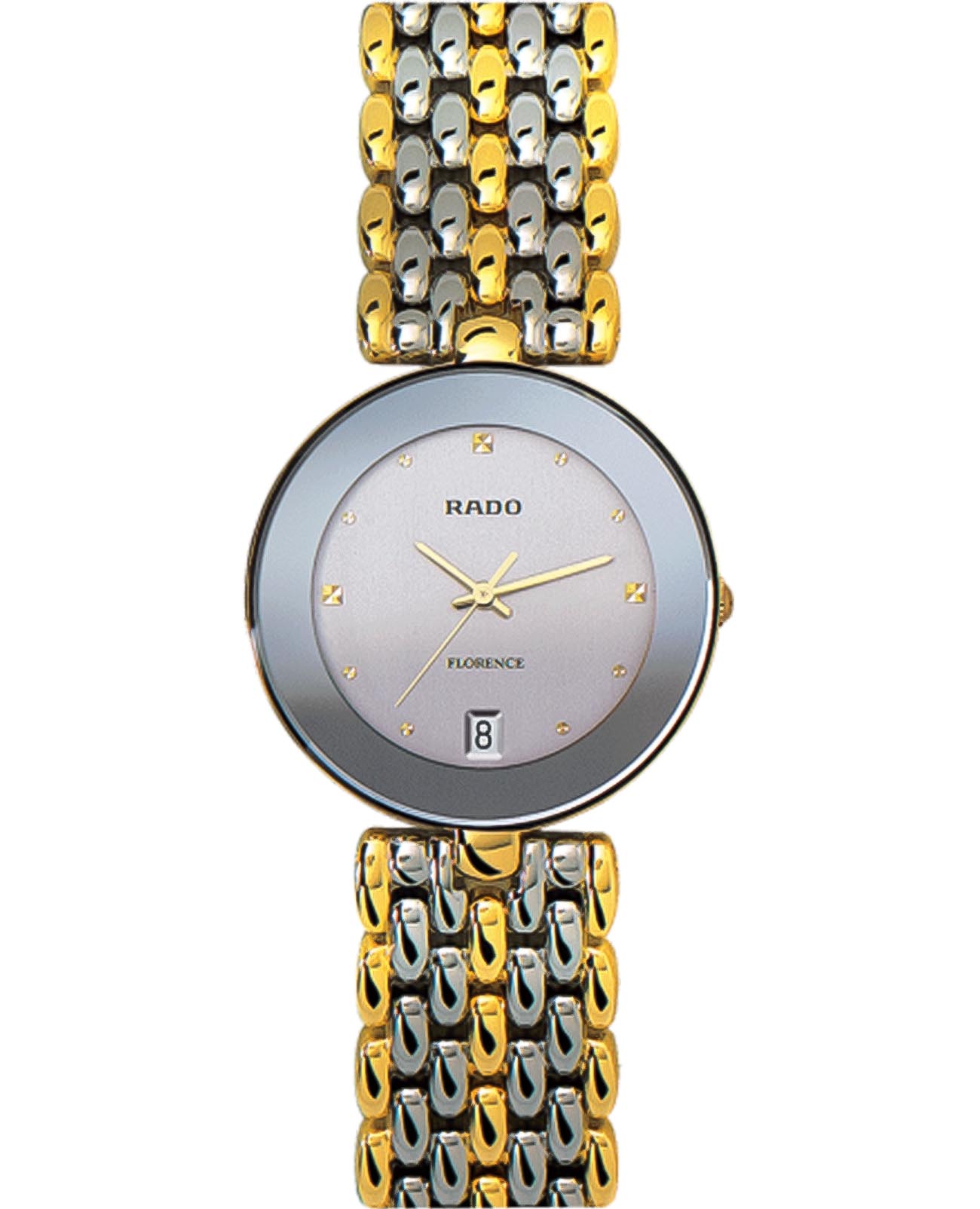 Rado Rado Florence Rondo R48793103  R48793103 кварцевые мужские часы серебристый циферблат, браслет нержавеющая сталь с pvd-покрытием — вид спереди