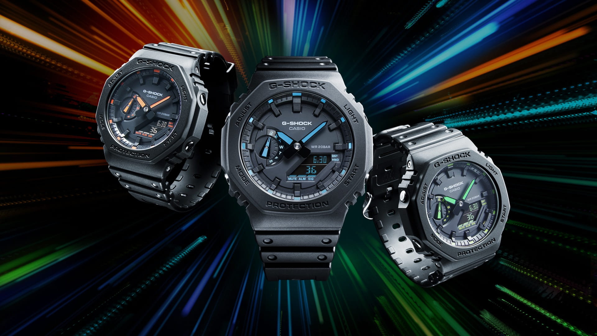 Casio Casio G-Shock GA-2100-1A2DR (GA-2100-1A2) электронные мужские часы часы крупный план черный циферблата